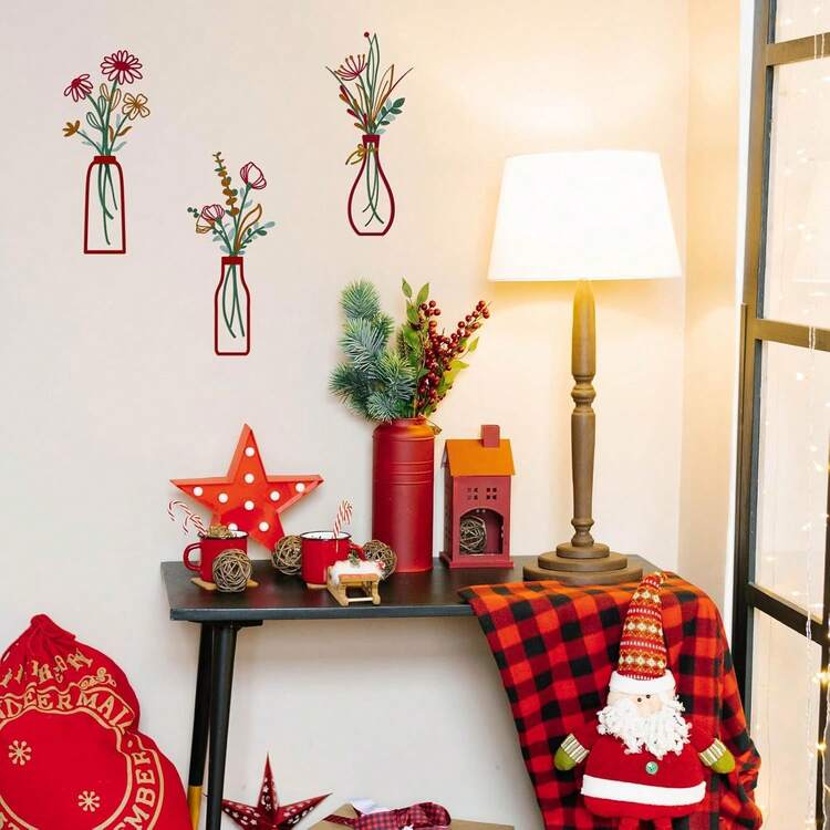 3 件金属花墙饰，乡村农舍风格，简约米色花墙饰，适用于客厅、浴室、卧室、餐厅、家庭厨房挂饰 - 彩色 - 查看 9