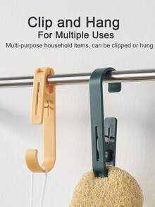 2pcs Large Laundry Clothes Clip Towel Clip, Multi-Purpose Clothes Clip Hook, Sturdy Plastic Clothes Hanger. The S Hook Is Suitable For Clothing Stores, Home Offices, Workshops, And Clothespins. Bathroom Hanging Clip, Storage Clip, Curtain Clip, Balcony Drying Clip. Bathroom Storage And Organization. - Multicolor - View 2