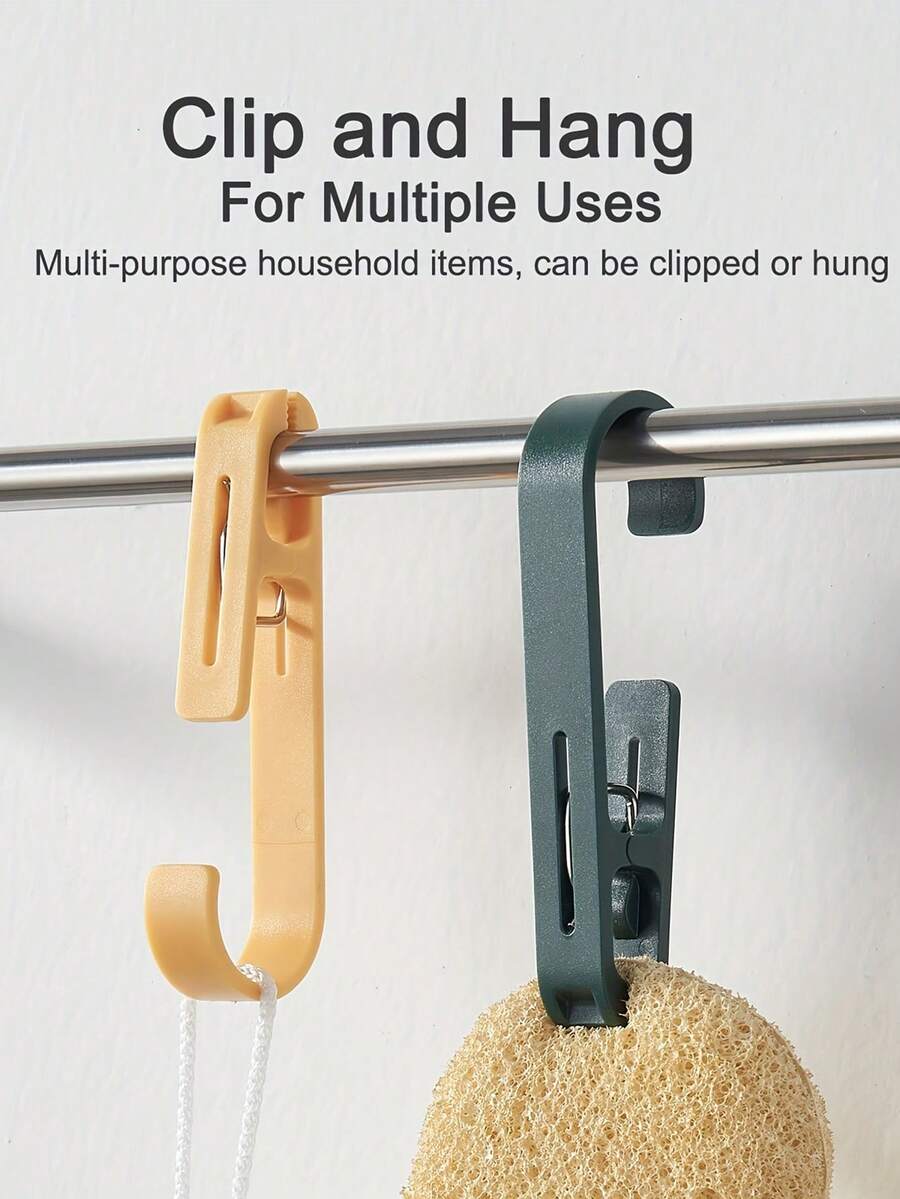 2pcs Large Laundry Clothes Clip Towel Clip, Multi-Purpose Clothes Clip Hook, Sturdy Plastic Clothes Hanger. The S Hook Is Suitable For Clothing Stores, Home Offices, Workshops, And Clothespins. Bathroom Hanging Clip, Storage Clip, Curtain Clip, Balcony Drying Clip. Bathroom Storage And Organization.