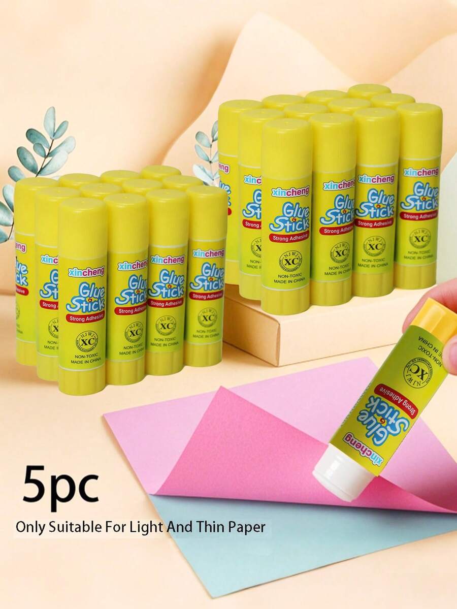 5 Packs (9g) PVA Cartoon Solid Glue Sticks For Office & Student DIY Handmade Stationery, White, Back To School Season - Multicolor - View 1