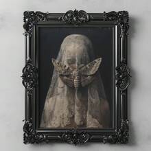 1 件，墙面艺术，复古海报，蒙面女飞蛾艺术，哥特式艺术巫术美学，黑暗学院，神秘海报哥特式装饰，忧郁墙面艺术，万圣节艺术，黑暗浪漫，无框 - 彩色 - 查看 2