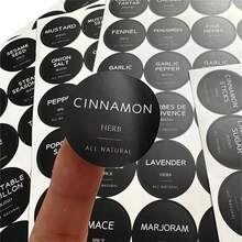 180pcs/Set Circular PVC English Spice Label Stickers, Non-Adhesive Kitchen Glass Jar & Bottle Storage Decor - Multicolor - View 1
