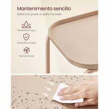 Mesa auxiliar de 2 niveles de metal mesita de noche y centro pequeña con bandeja color marrón camello MLET243K01 ideal para recámara sala oficina y decoración funcional - Marrón Camello - Ver 5