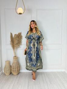 Long  Kaftan - Grey - View 1