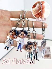 1pc 2D Flat/2D Acrylic 2D Plane Doctor Keychain, Ideal Gift For Doctor Friends, Keychain Pendant Accessory, Christmas Gift For Doctors Bag Charms Car Accessories Teacher Sister Gift Ideas - Multicolor - View 4