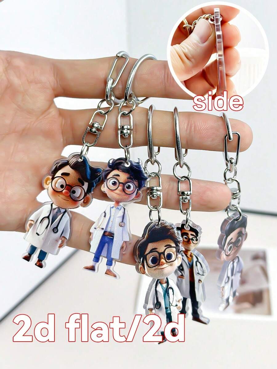 1pc 2D Flat/2D Acrylic 2D Plane Doctor Keychain, Ideal Gift For Doctor Friends, Keychain Pendant Accessory, Christmas Gift For Doctors - Multicolor - View 1