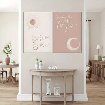 1 Stück / 2 Stücke "Lebe nach der Sonne, liebe nach dem Mond" Zitate Wandkunst Dekor Poster Moderne minimalistische Leinwanddrucke Gemälde für Wohnzimmer Schlafzimmer Zuhause Büro Wohnheim Dekor Wandhintergrund Design gerahmt / ungerahmt