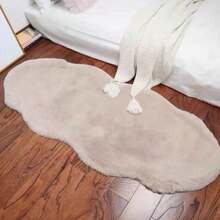 1pc Faux Rabbit Fur Asymmetrical Cream Solid Colored Rug, Ultra Soft & Cozy 4-Season Carpet For Living Room Coffee Table, Bedroom Bedside, Sofa, Office Chair Cushion, Study & Entryway Decor - Multicolor - View 16