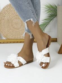 Fashion Hollow Floral Decor Flat Sandals