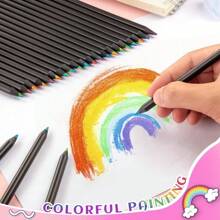 5 pezzi/10 pezzi Penna multicolore in legno nero con nucleo arcobaleno a 7 colori, matita a nucleo arcobaleno a 7 colori, per disegno creativo e graffiti dei bambini