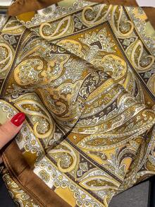 1 buc. Eșarfă bandană cu imprimeu floral Paisley de 27,6 inci, eșarfă versatilă din mătase artificială, bandă de păr, eșarfă pentru femei, accesoriu de modă pentru rochie