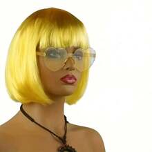 Yellow/Black/Brown Bobo Princess Short Wig, Fashion Women Short Straight Hair Wig, Heat Resistant & Easy To Wear, Suitable For Cosplay, Parties, And Daily Wear - Yellow - View 6