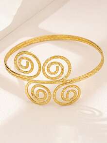 Wear A Fashionable, Exaggerated, Retro And Unique Spiral Metal Multi-Layer Opening Women's Armband - Gold - View 2