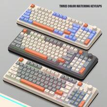 XUNFOX 1 pieza Teclado con cable, teclado mecánico con iluminación de tres colores para juegos, con perilla de ajuste de volumen y teclas de conmutación, apto para escritorio y portátil - Ver 7