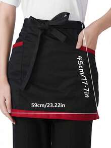 1 chiếc tạp dề polyester unisex tùy chỉnh cá nhân hóa với 2 túi - Tạp dề ngắn ngang eo tùy chỉnh cho người phục vụ, thợ làm tóc, thợ cắt tóc, tiệm làm đẹp, trường dạy nghề làm đẹp, quà tặng tùy chỉnh, thích hợp cho nhà bếp, khách sạn, nhà hàng, nấu ăn, làm bánh và đầu bếp, hoàn hảo để in chữ hoặc logo cá nhân hóa, tạp dề phục vụ. - Nhiều màu - Xem 4