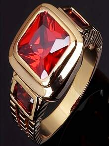 1 件复古风格商务男士锆石戒指，4 种颜色，婚礼订婚派对珠宝礼物