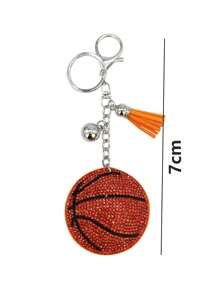 Llavero con decoración de baloncesto con strass, mini borla con decoración de moda para bolso