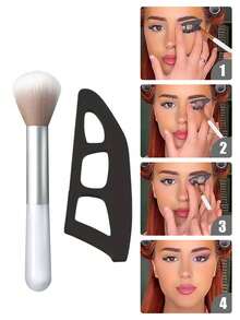 2pcs/1set Eye Makeup Auxiliary Tools, Eyeshadow Stamp Template, Eyeshadow Brush And Makeup Brush, 1pc Eyeshadow Brush, Eye Makeup Tools, Beauty Tools, Beginner Eye Makeup Assistant, Eye Makeup Beauty Tools, Suitable For Beginners - Pink - View 8