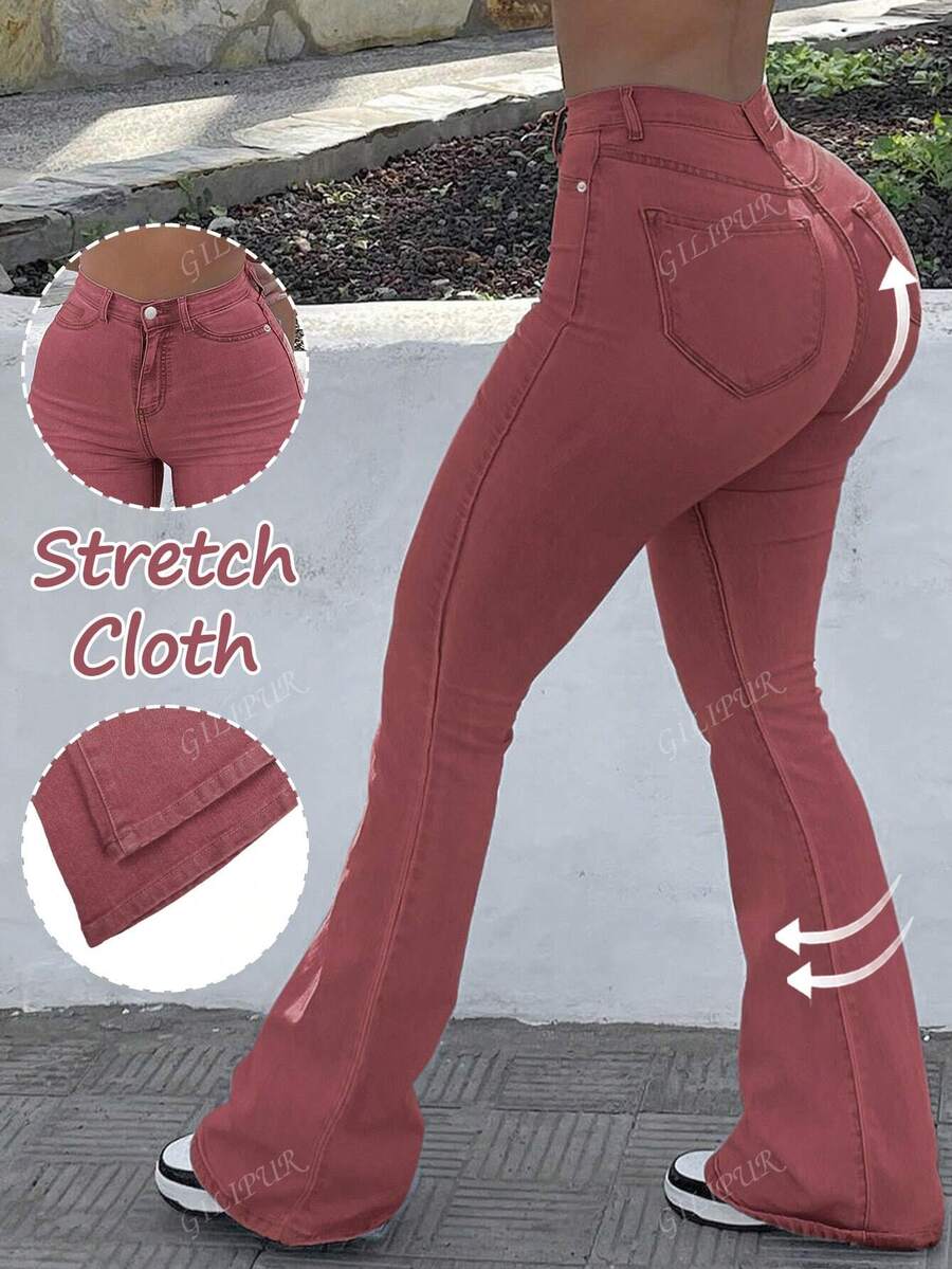 Women's Solid Charcoal Bootcut Jeans
