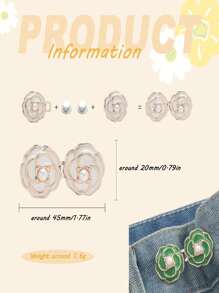 3 jeux de Superfect Camélia Resserrant de taille de pantalon, boutons fleurs, épingles et boucles ajustables sans couture, clips de pantalon détachables pour jupes et jeans