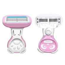 jifuli Ferramenta de Depilação Manual de Maiô Bikini Feminino com Lâminas de Aço Inoxidável de 5 Camadas, Lâmina de Barbear Substituível e Segura
