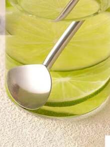 1pc 304 Stainless Steel 2-In-1 Straw & Spoon Combination Drink Mixer For Milk Tea, Juice, Coffee,School Supplies