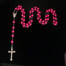 1pc Fashionable Vintage Rosary Necklace With Cross & Beads, Versatile Design Suitable For Party And Everyday Wear