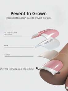 150片短方形按压式脚趾甲片，棕色法式软胶甲片，适合DIY美甲，简约百搭，15种尺寸，女士美甲用品 - 棕色 - 查看 6