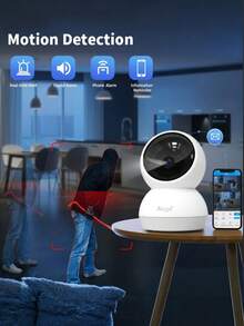 Alaga 2K HD Baby Monitor Security Camera - AI Sound/Cry Detection, Auto Tracking, 360° PTZ, Infrared Night Vision, 2-Way Audio, No WiFi Option, Temperature Monitoring, Lullabies, Mobile App - Beige - View 6