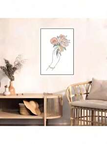 1/6PCS Optional Frame Posters Wall Arts Modern Abstract Minimalist Wall Art Posters Living Room Decor ,Wall Art With Frame