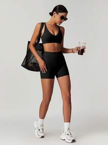 MASKERT Spring And Summer Women's Sports Suit, Vest Set, Fitness Set, Yoga Suit, Tight Fitting Running Exercise Set, High Elasticity Set, Comfortable And Skin Friendly For Home Leisure - màu đen - Xem 5