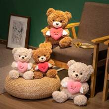1pc Healing Angel Hugging Heart Teddy Bear Plush Doll, Creative Love Teddy Bear Soft Stuffed Doll, Cute Bear Plush Doll Suitable As Gift For Girlfriend, Birthday, Valentine's Day