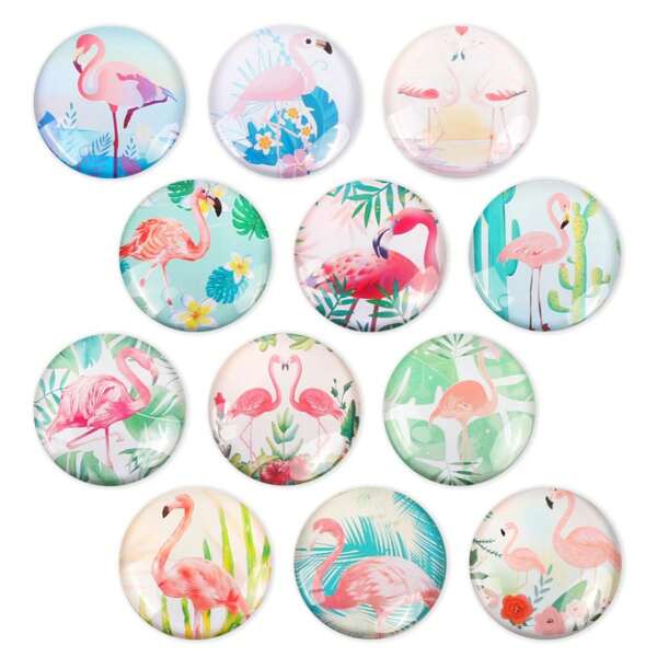 12Pcs Glass Strong Magnetic Refrigerator Magnet Fridge Sticker,Cute Flamingo Fridge Magnets Decoration For Crafts,Strong Fridge Magnets For Kitchen, School,Office Whiteboard, Cabinet And Dishwasher