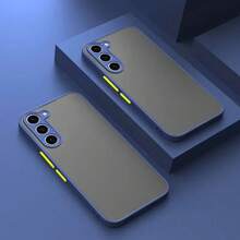 1pc Shock-Proof Matte Hard Protective Phone Case Bumper Compatible With Samsung S23, S22, S21, S24 Series - Blue - View 1