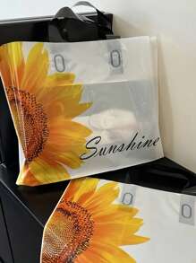 50 Pieces Of Vibrant Sunflower Pattern Gift Bags - Reusable Plastic Tote Bags Suitable For Shopping, Parties, And Special Occasions - Perfect For Weddings, Birthday Parties, Holiday Decorations