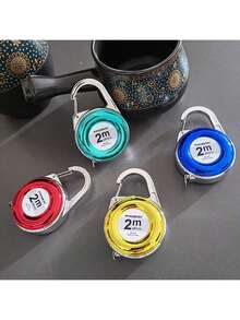 1pc Mini Keychain Tape Measure 2m Steel Tape Measure Delicate Small Steel Ruler Multipurpose Steel Tape Measure Gift Ruler