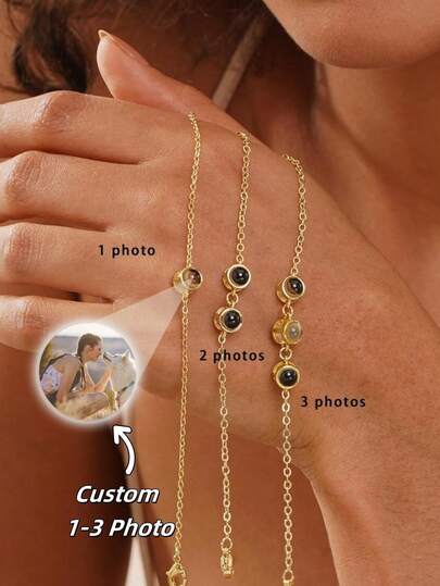 Customized 1-3 Photo Projection Bracelet, Personalized Multi-Photo Bracelet, Family Photo Bracelet, Women's Photo Projection Bracelet, Minimalist Customizable Photo Bracelet, Customized Family Bracelet, Custom Bracelet Gift For Relatives, DIY Multi-Photo Bracelet, Memorial Family Photo Bracelet, Customized Mother's Bracelet With Children's Photos,Elegant Outfit