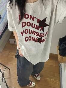日式女式宽松休闲圆领可爱熊猫印花短袖T恤，百搭春夏季 - 淺灰色 - 查看 4