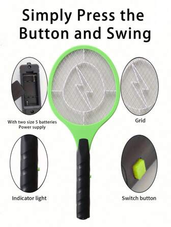 1 Powerful Battery-Powered Electric Fly Swatter, Handheld Fly And Mosquito Repellent, And Insect Swatter Suitable For Indoor, Outdoor, Camping And Travel Use. Pest Killer, Home Gadget.