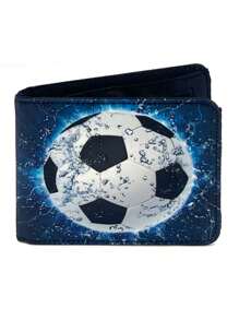 Portofel cool pentru băieți Portofele durabile din material textil Suport pentru numerar pentru card de credit Portofele estetice Kawaii drăguțe cu fereastră de identificare cu buzunar pentru monede pentru băieți adolescent băieți bărbați tineri băieți băieți adolescent (imprimat fotbal)