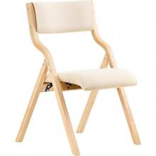 Folding Chair Wooden Padded Folding Kitchen Dining Office Chair Beige FST40-W - Beige - View 1