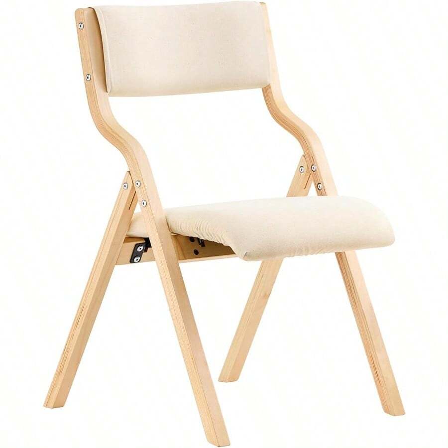 Folding Chair Wooden Padded Folding Kitchen Dining Office Chair Beige FST40-W - Beige - View 1