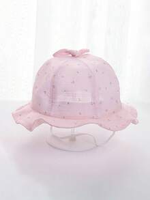 1pc Toddlers' Cute Bucket Sun Hat, Versatile For Spring & Summer, Suitable For Infants And Children - Pink Flowers - View 3