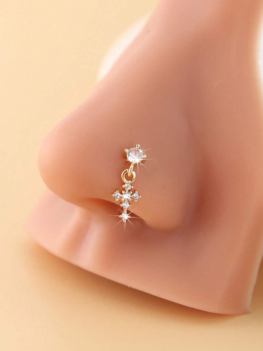 1 件女士悬挂式鼻钉/鼻环，适合鼻孔穿孔的身体饰品 - 彩色 - 查看 1