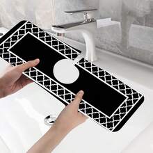 1pc Rubber Faucet Absorbent Pad, Bathroom Faucet Splash Pad, Mudguard, Moisture-Proof And Non-Slip Faucet Pad, Kitchen Countertop Accessories. Protect Your Kitchen Countertop. - Multicolor - View 7