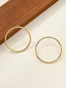 1 Pair Geometric Large Hoop Earrings, Women Fashion Jewelry - Gold - View 8