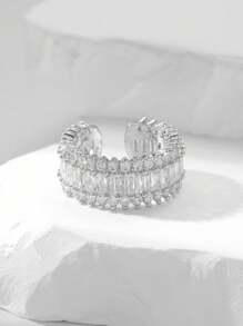 1pc Elegant Luxury Engagement Rings For Women Crystal Ring Birthday Bridal Dress-Up Female Festivals Jewlelry Gift