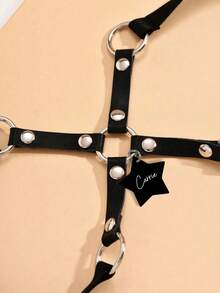 1pc Custom Personalized Text Heart Star Butterfly Round Ring Leg Garter, Dark Grunge Style Street Fashion, Birthday Gift - Black - View 7