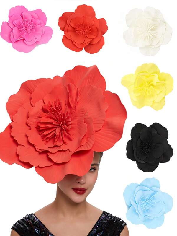 1 Stück großer EVA-Schaum Blumen Kentucky Derby Fascinator Hut Haarband Fascinator Hut Kopfschmuck Haarclip für Braut-Make-up, Abschlussball, Fotoshooting, Teegesellschaft, Accessoires, Halloween Rave Hut, Hochzeitsartikel