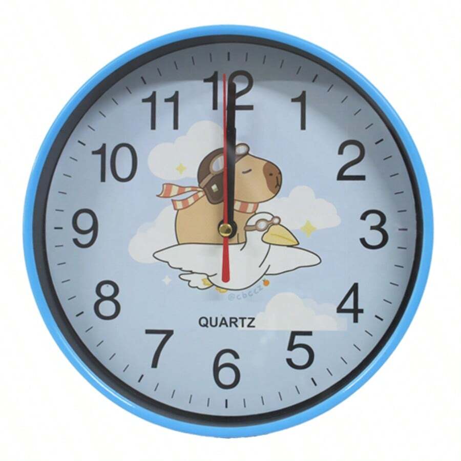 BUYTITI Reloj de Pared Diseño de Capybara y L - Azul - Ver 1